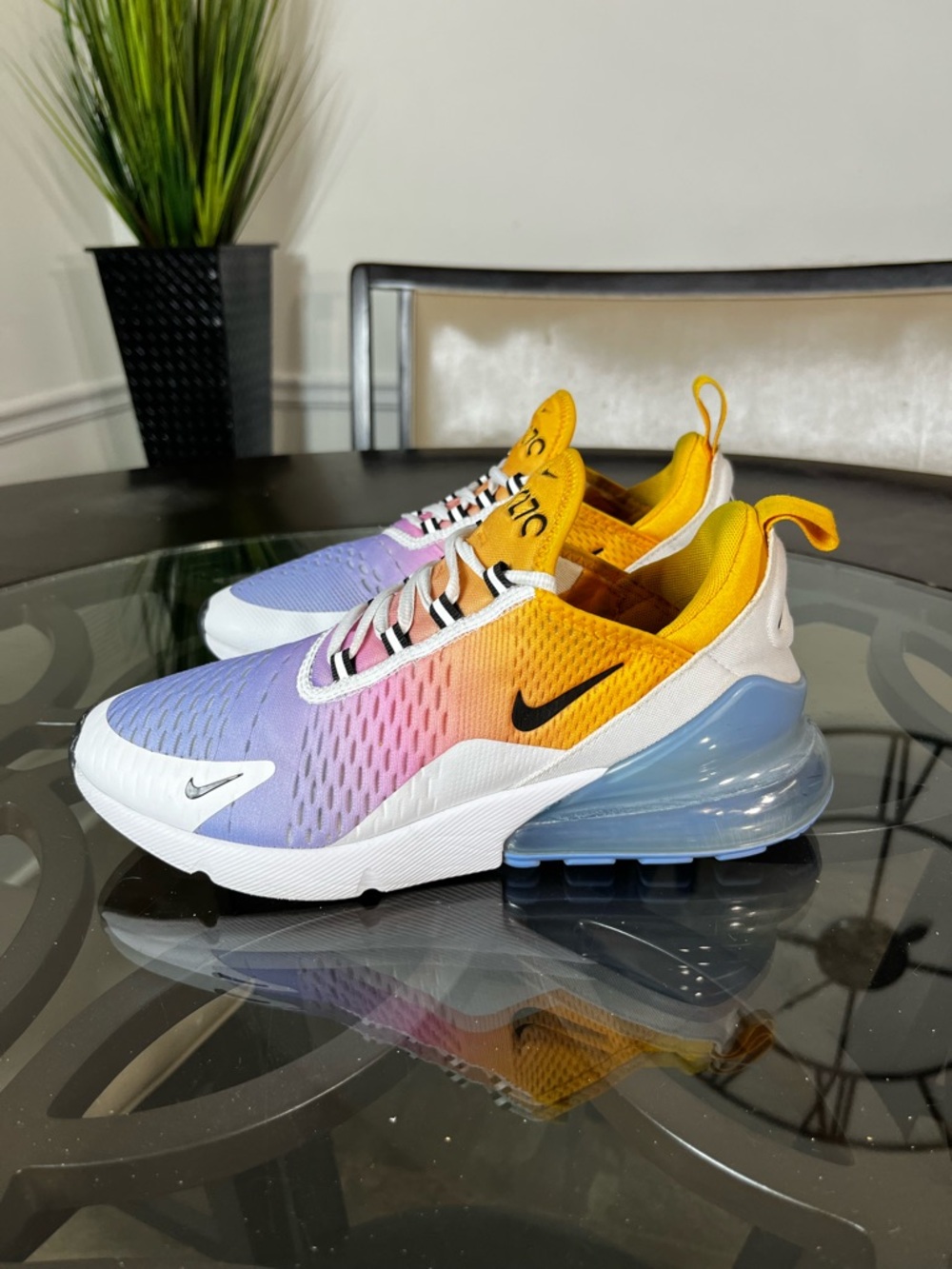 Nike Air Max 270 University Gold-pink-purple Gradient Sz 10 Women’s